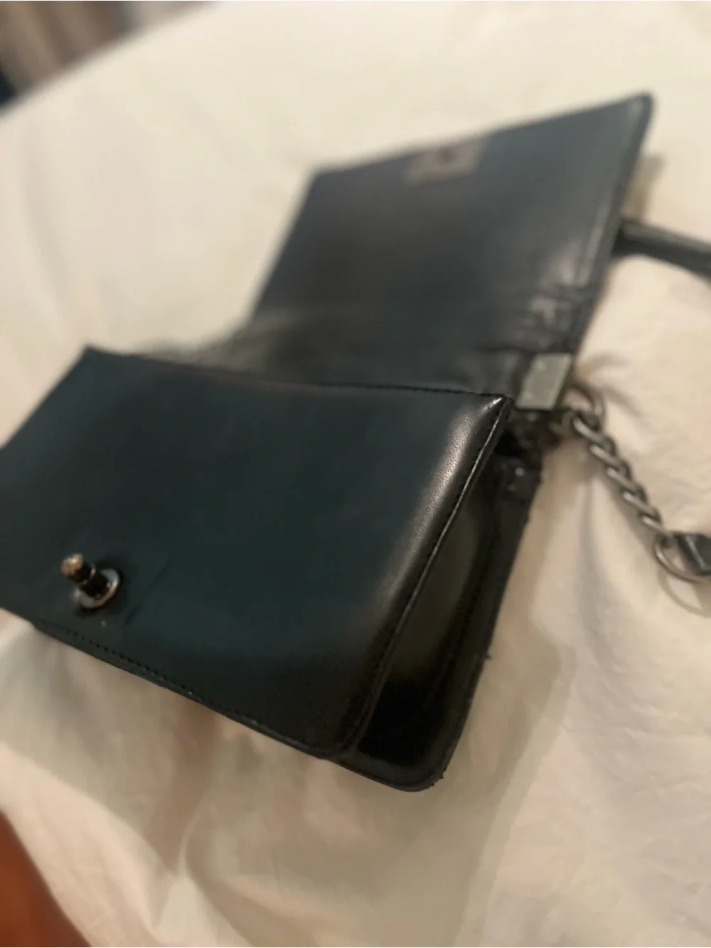 Black Quilted Leather Chain Shoulder Bag